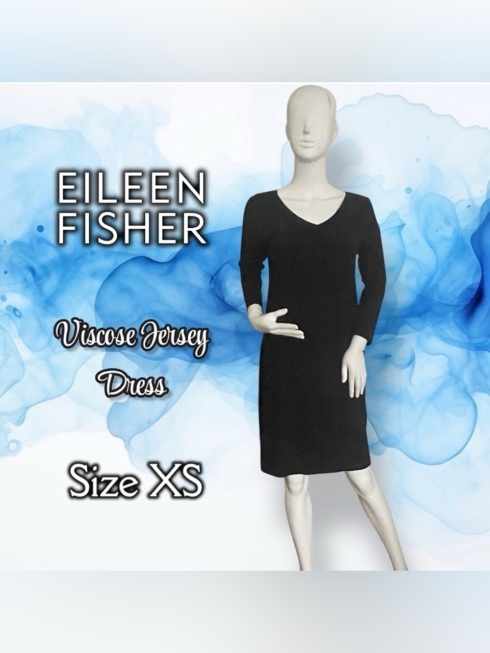Eileen Fisher Viscose Jersey Dress Size XS Black